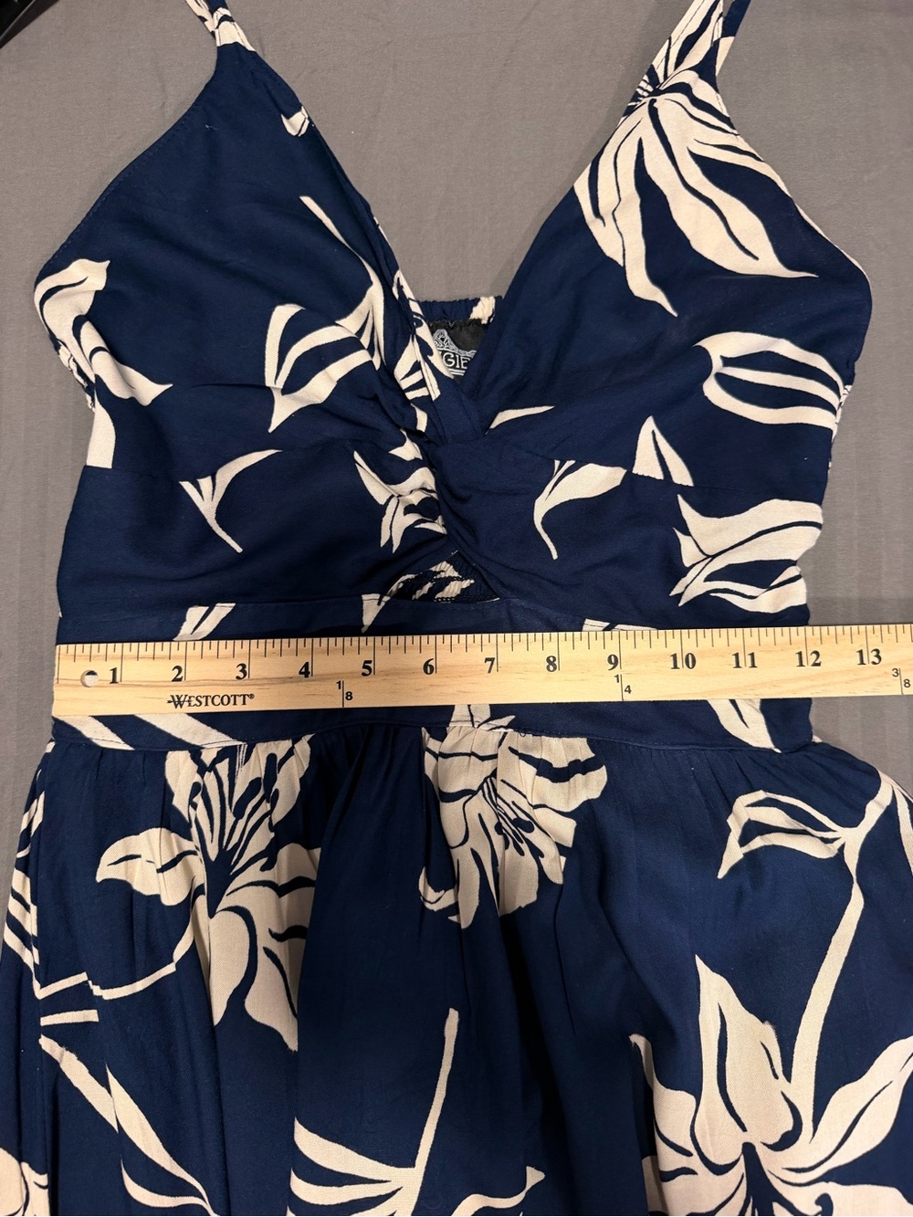 Angie Navy Maxi Dress with Cream Floral Pattern - Picture 6 of 7